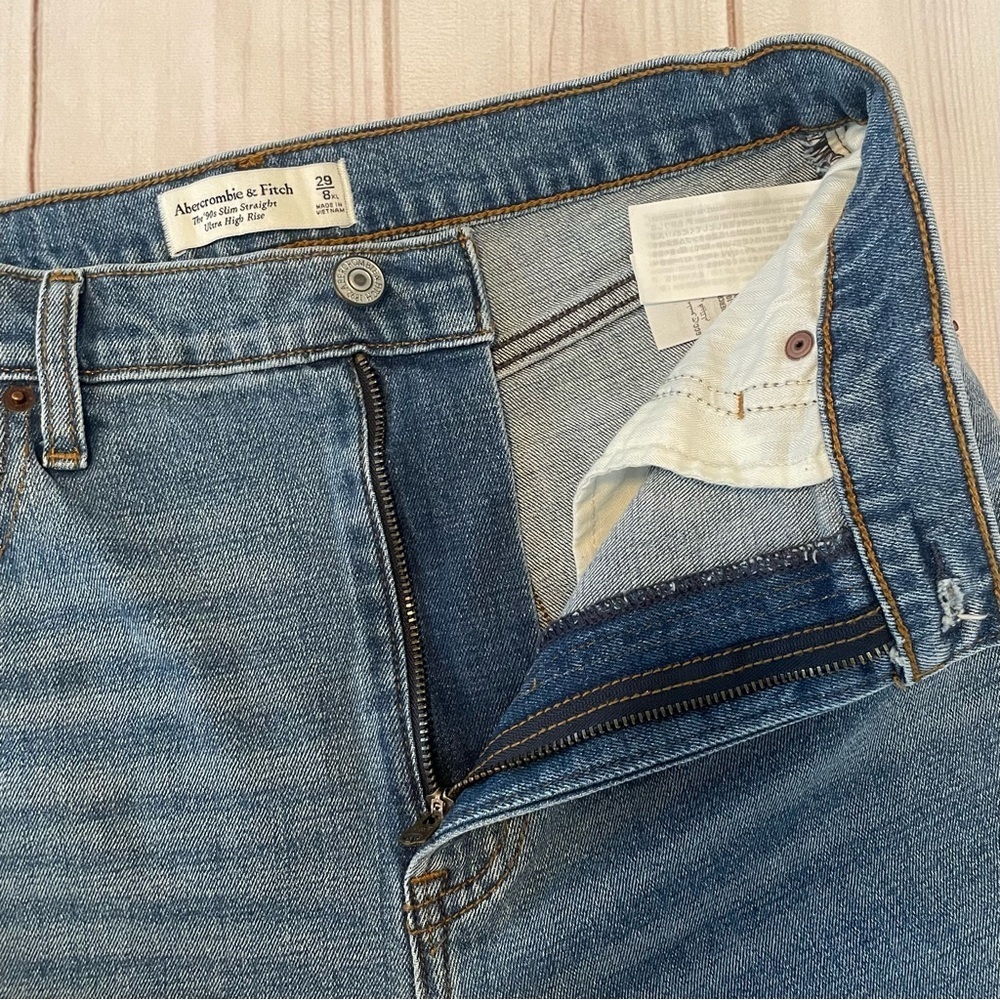Abercrombie & Fitch 90s Slim Straight Ultra High Rise Jeans Womens 29 | 8 X-Long - Picture 9 of 14